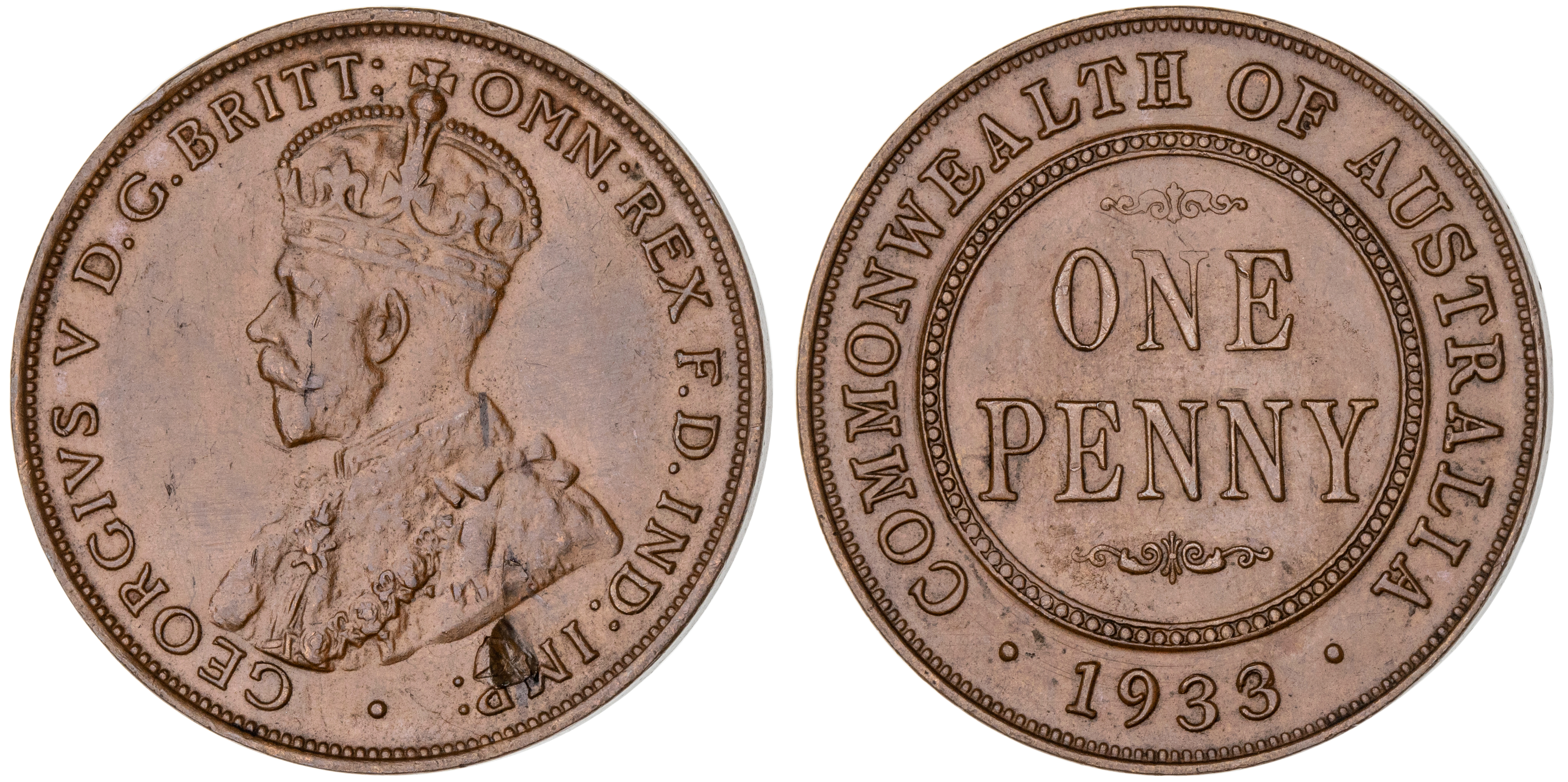 George V, Penny, 1933/2, aUNC