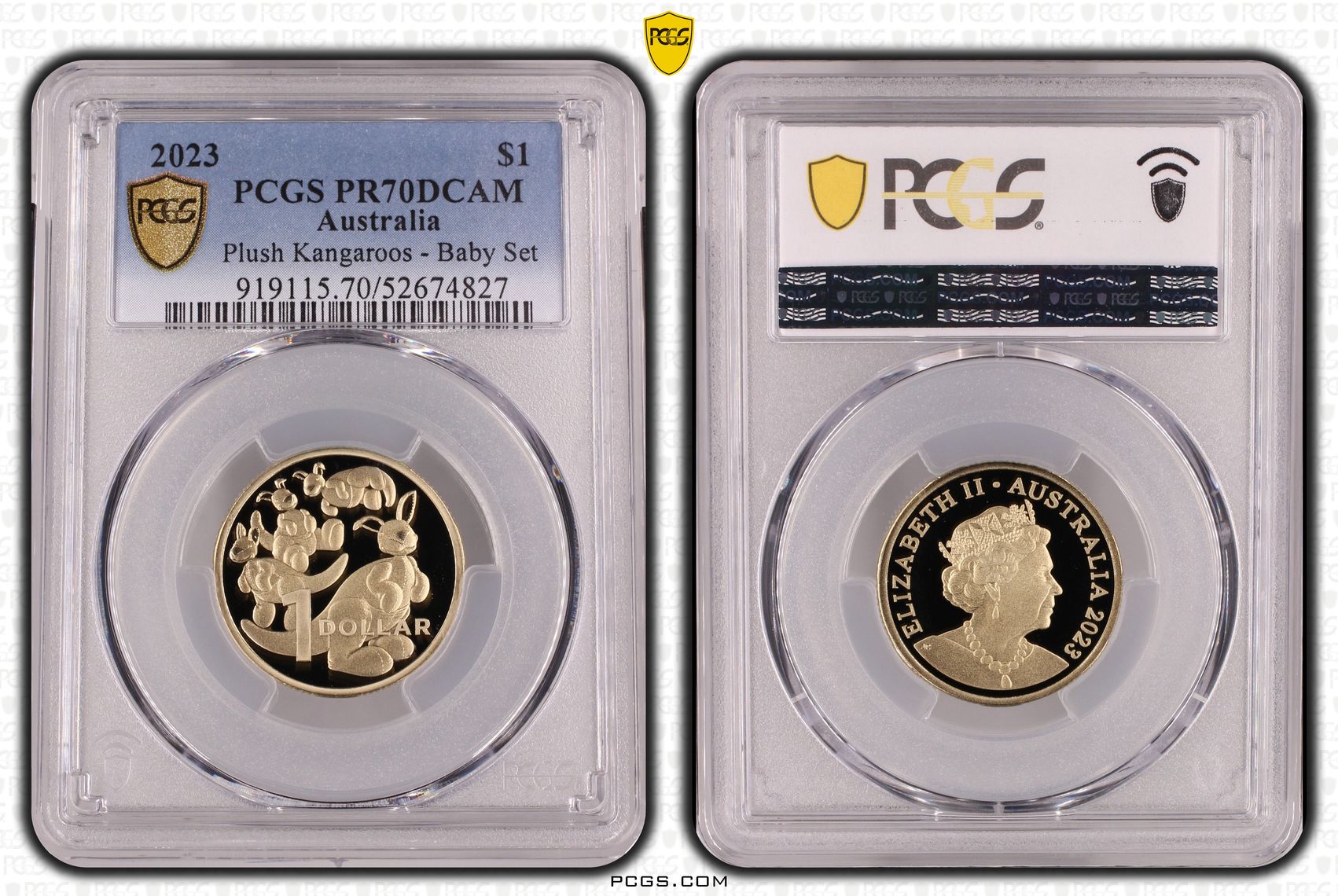 Plush Kangaroos - Baby Set, One Dollar, 2023, PCGS PR70DCAM