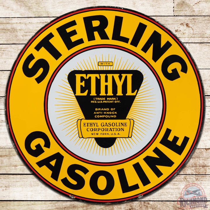 Sterling Ethyl Gasoline 30" DS Porcelain Sign w/ Logo