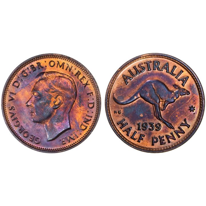 George VI, Halfpenny, 1939,  FDC