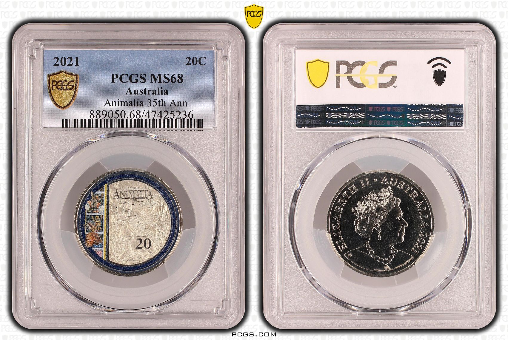 Animalia 35th Ann. , Twenty Cent, 2021, PCGS MS68