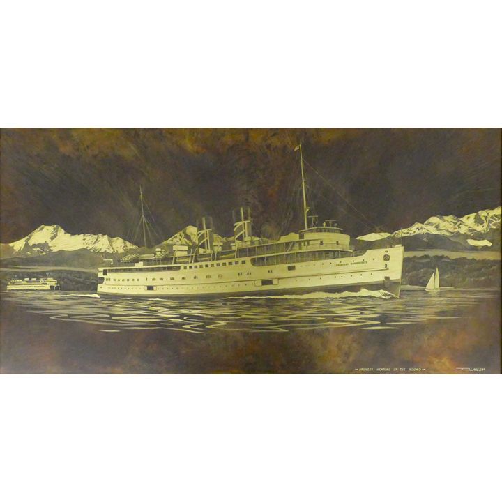 Robert Allen (Edmonds) ''Princess Heading Up the Sound'' Engraved Brass
