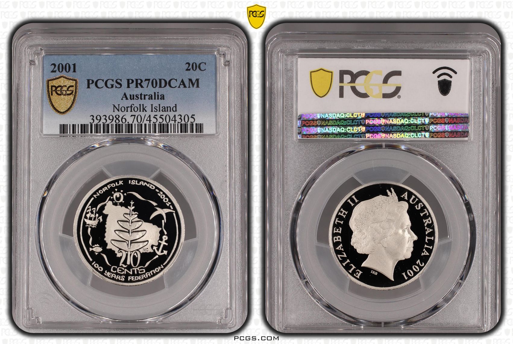 2001 Australian Twenty Cent, 20c Proof Norfolk Island PCGS - PR70DCAM POP 49/0 -305
