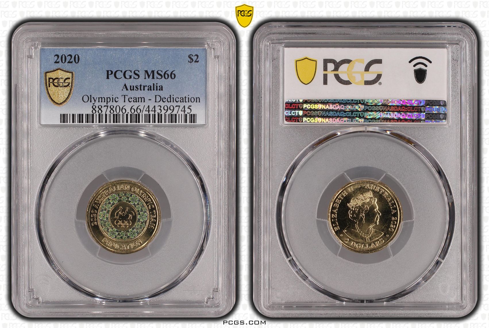 305 · 2020 Australia Two Dollar, $2 Olympic Team - Dedication PCGS - MS66 -745