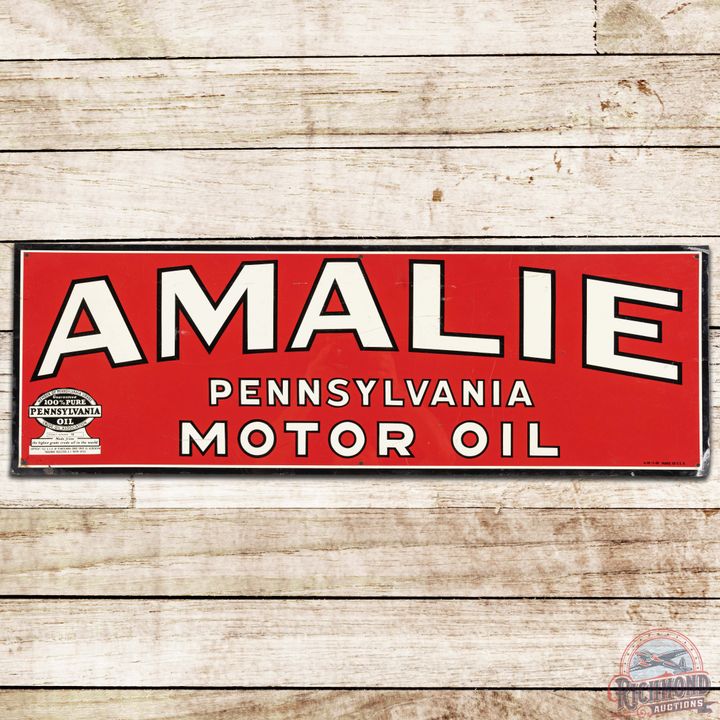 1950 Amalie Pennsylvania Motor Oil SS Tin Sign