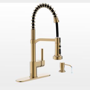 17.7 INCH CASAVILLA GOLD KITCHEN FAUCET SOAP DISPENSER, FAUCET FOR KITCHEN SINK, KITCHEN SINK FAUCET WITH DECK PLATE, RV KITCHEN F