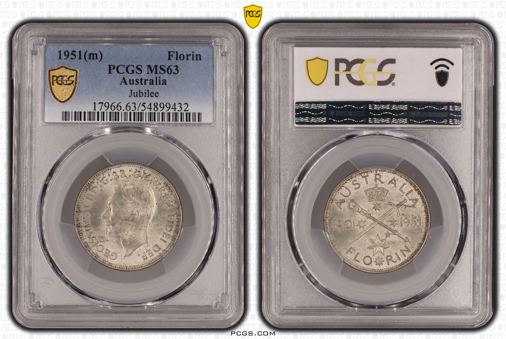 George VI, Jubilee, Florin, 1951(m), PCGS MS63