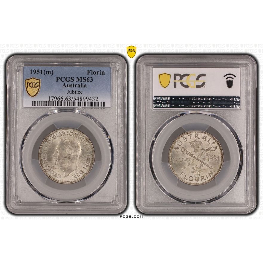 George VI, Jubilee, Florin, 1951(m), PCGS MS63