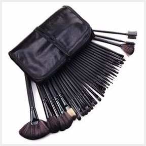 32 Piece Cosmetic Makeup Brush Set with Pouch Black |