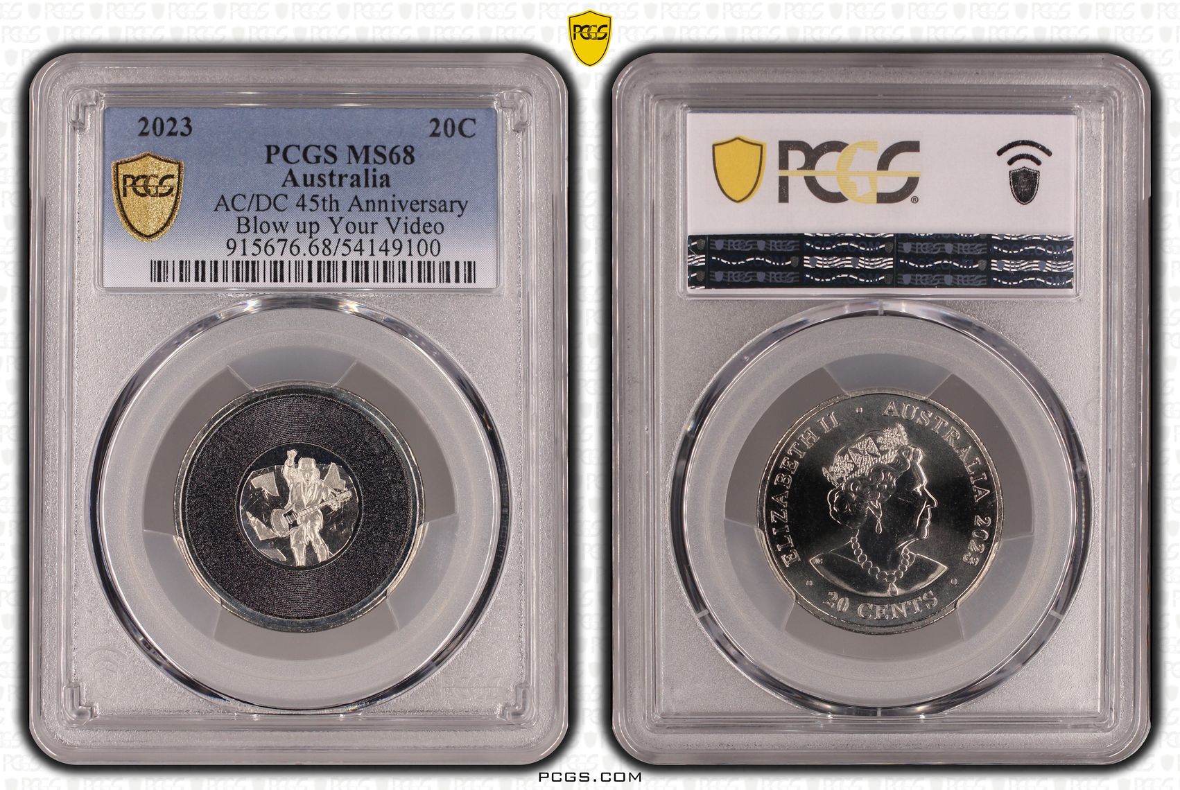 AC/DC 45th Anniversary Blow up Your Video, Twenty Cent, 2023, PCGS MS68