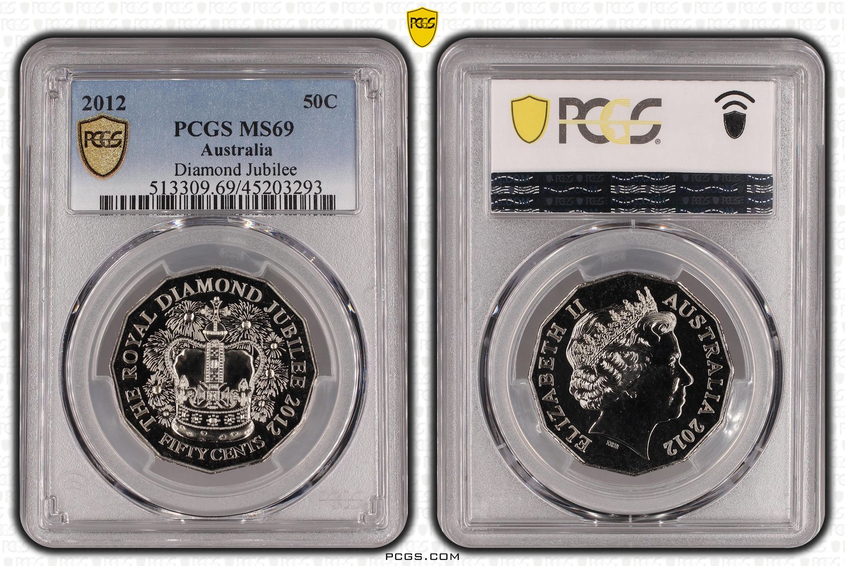 2012 Australia Fifty Cent, 50c Diamond Jubilee PCGS - MS69 POP 16/0 -293