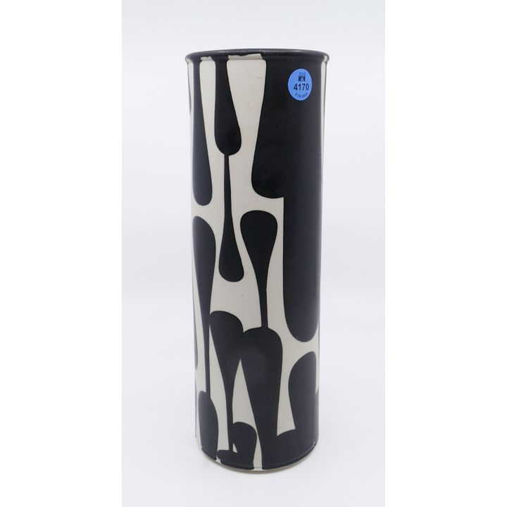 Sam Scott Black & White Porcelain Cylinder Vase- 11.25''