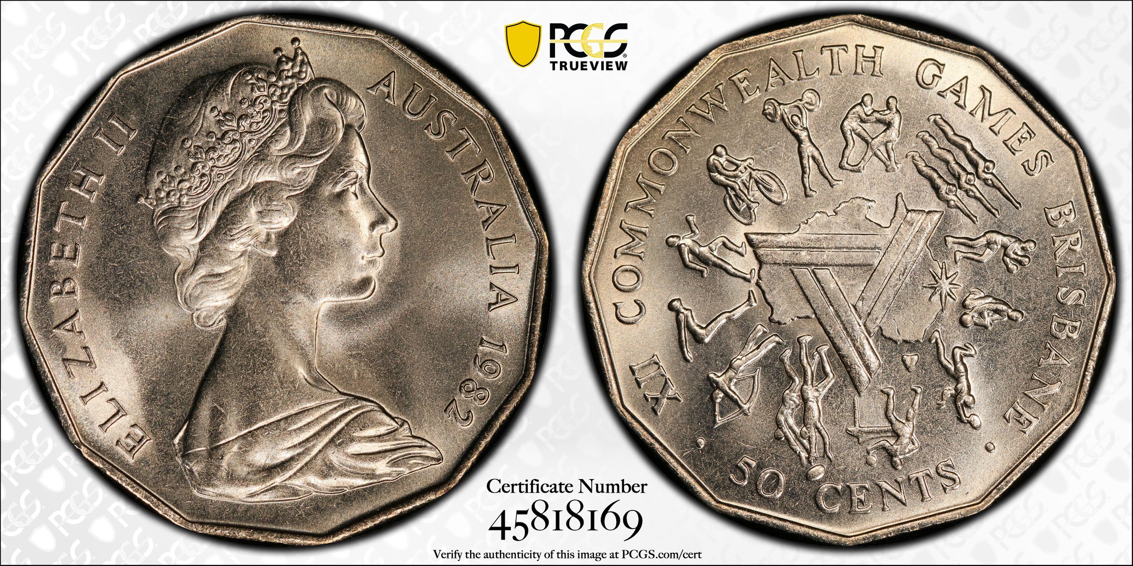 Commonwealth Games, Fifty Cent, 1982, PCGS MS67