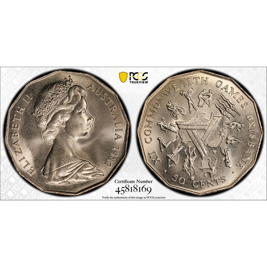 Commonwealth Games, Fifty Cent, 1982, PCGS MS67