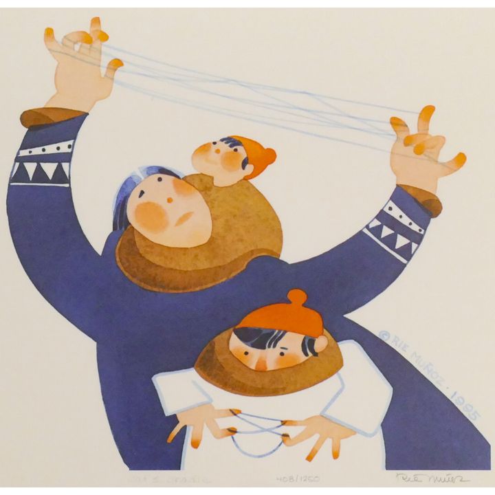 Rie Munoz ''Cat's Cradle'' 1995 Signed Print 14.25'' x 15'' Sheet.