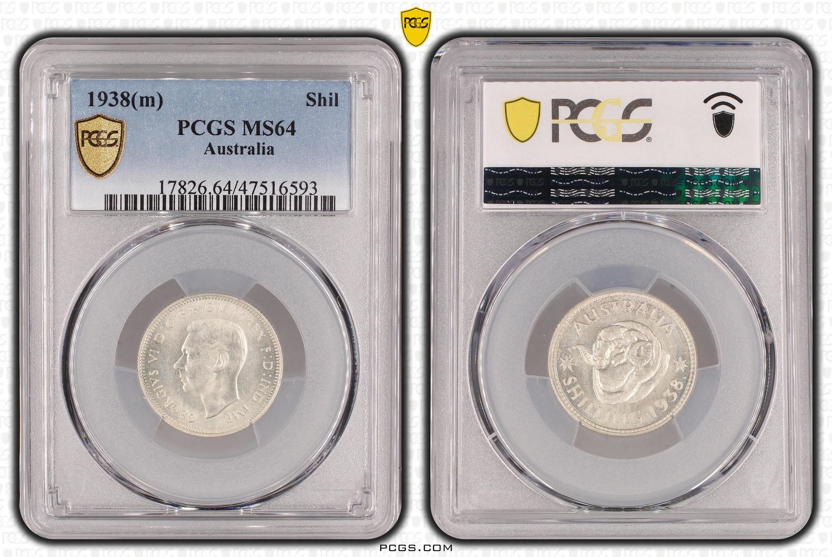 Shilling, 1938(m), PCGS MS 64