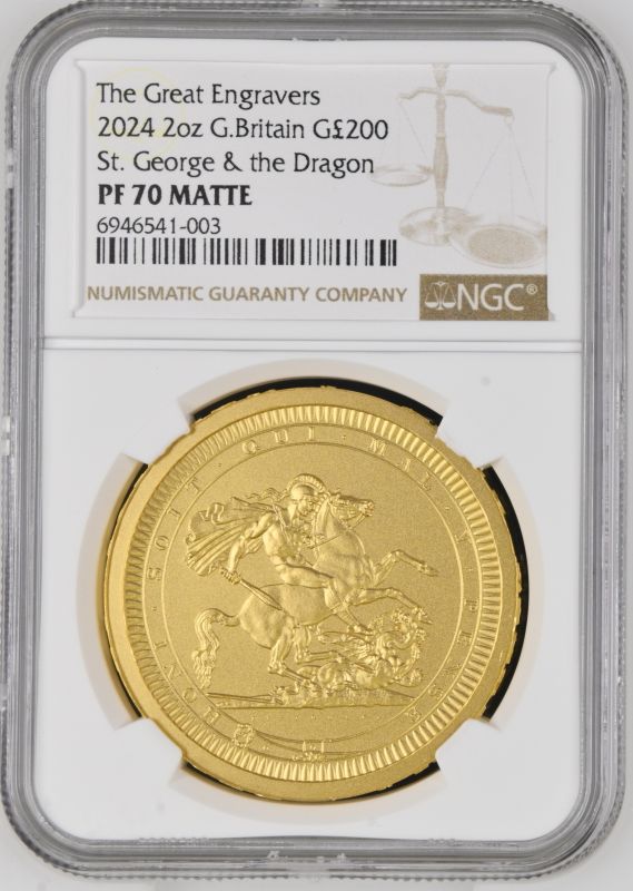 その他 SCHILLING 1938, 39, 40.1 GENERAL AUGUS 2024 Gold 200 Pounds (2 oz.) St George & The Dragon Matte