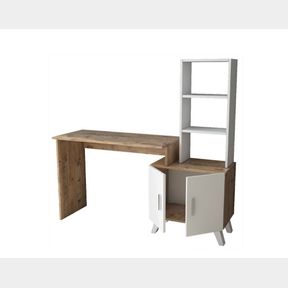 YURUPA WORK STUDY DESK WITH 3 TIER SHELVES AND STORAGE - ATLANTIC-WHITE -