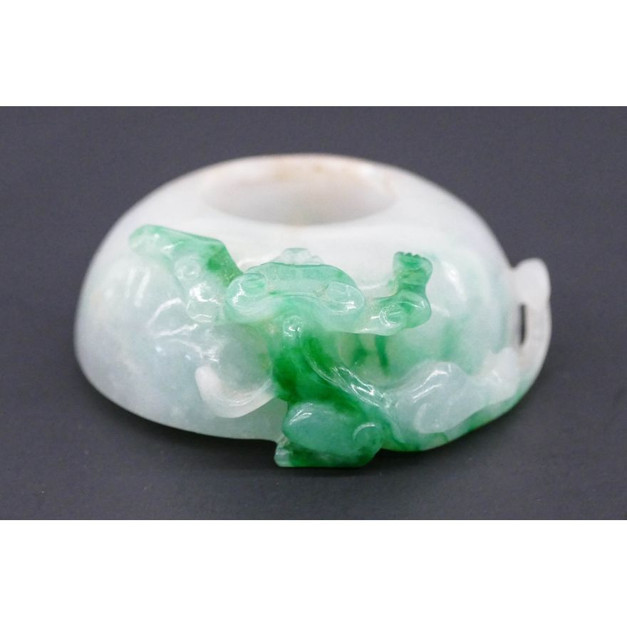 Old Chinese Jadeite Lingzhi Water Coupe 1''x2.25''