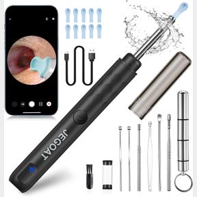 JEGOAT EAR WAX REMOVAL TOOL CAMERA, EAR CLEANER WITH CAMERA, EAR CLEANING KIT 1296P HD EAR SCOPE, 6 LED LIGHTS AND 10 EAR PICKS, E