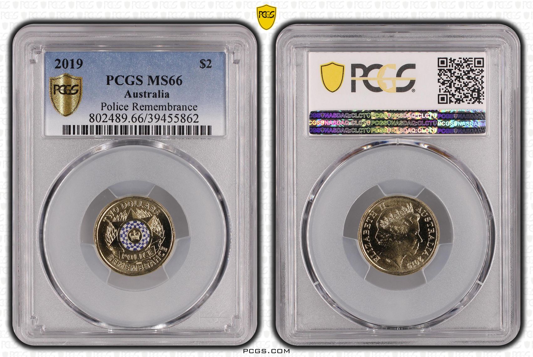 2019 Australia Two Dollar, $2 Police Remembrance PCGS - MS66 -862