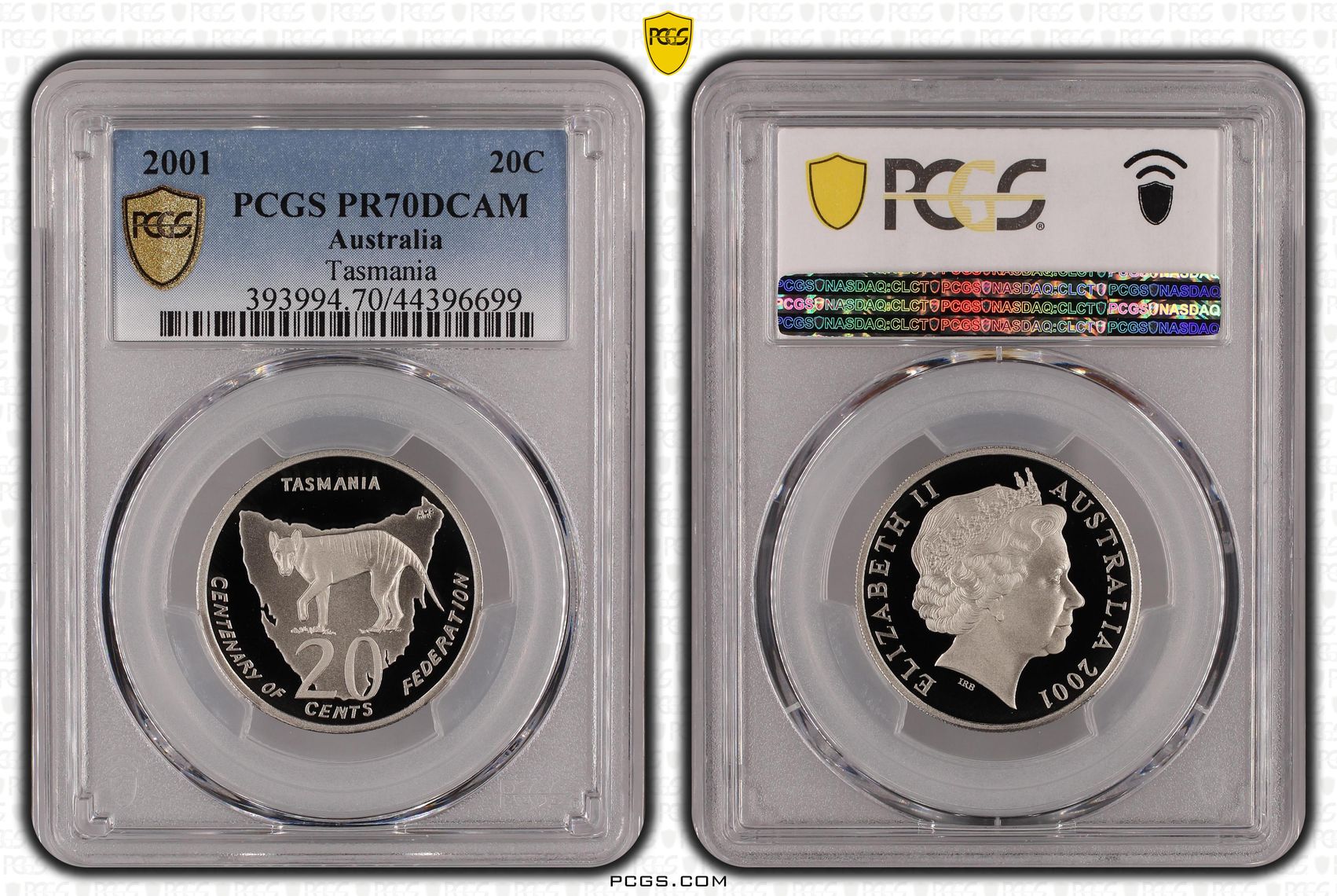 2001 Australia Twenty Cent, 20c Tasmania PCGS - PR70DCAM POP 35/0 -699