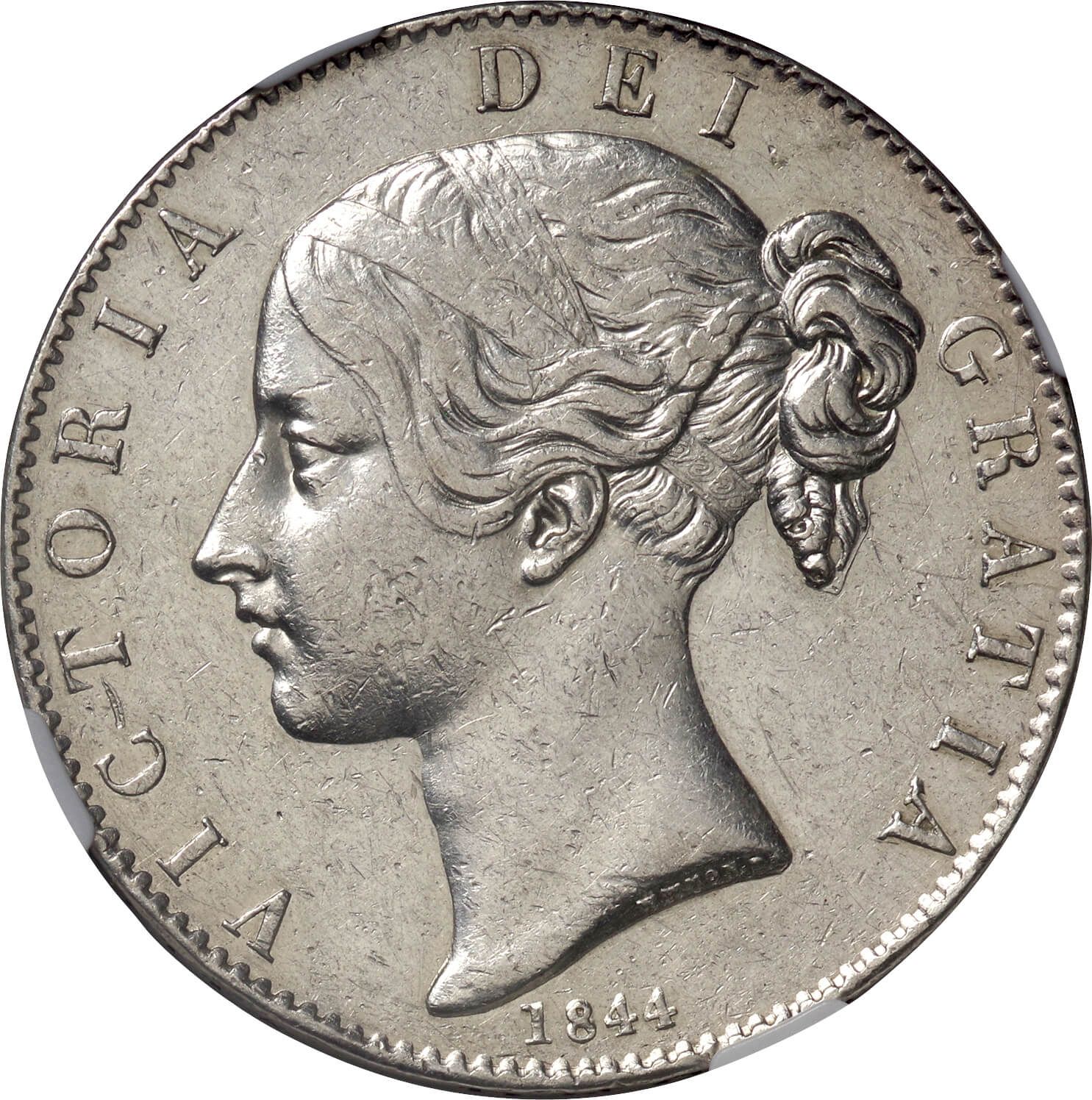 英国 Gb 1844 Ngc Au Details Cleaned 美 Vf Silver ｸﾗｳﾝ Crown ヴィクトリア女王像 ヤングヘッド 1クラウン銀貨 試鋳貨 184 Taisei Auction