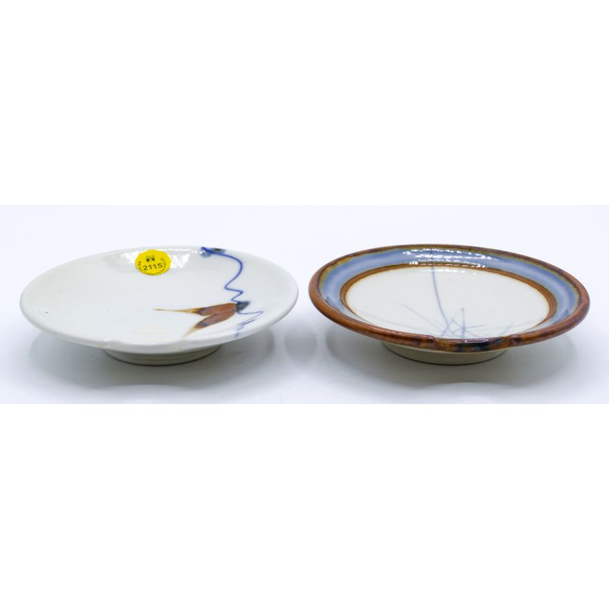 2pc Sam Scott Glazed Pottery Spoon Rests 5.5''x1.25''