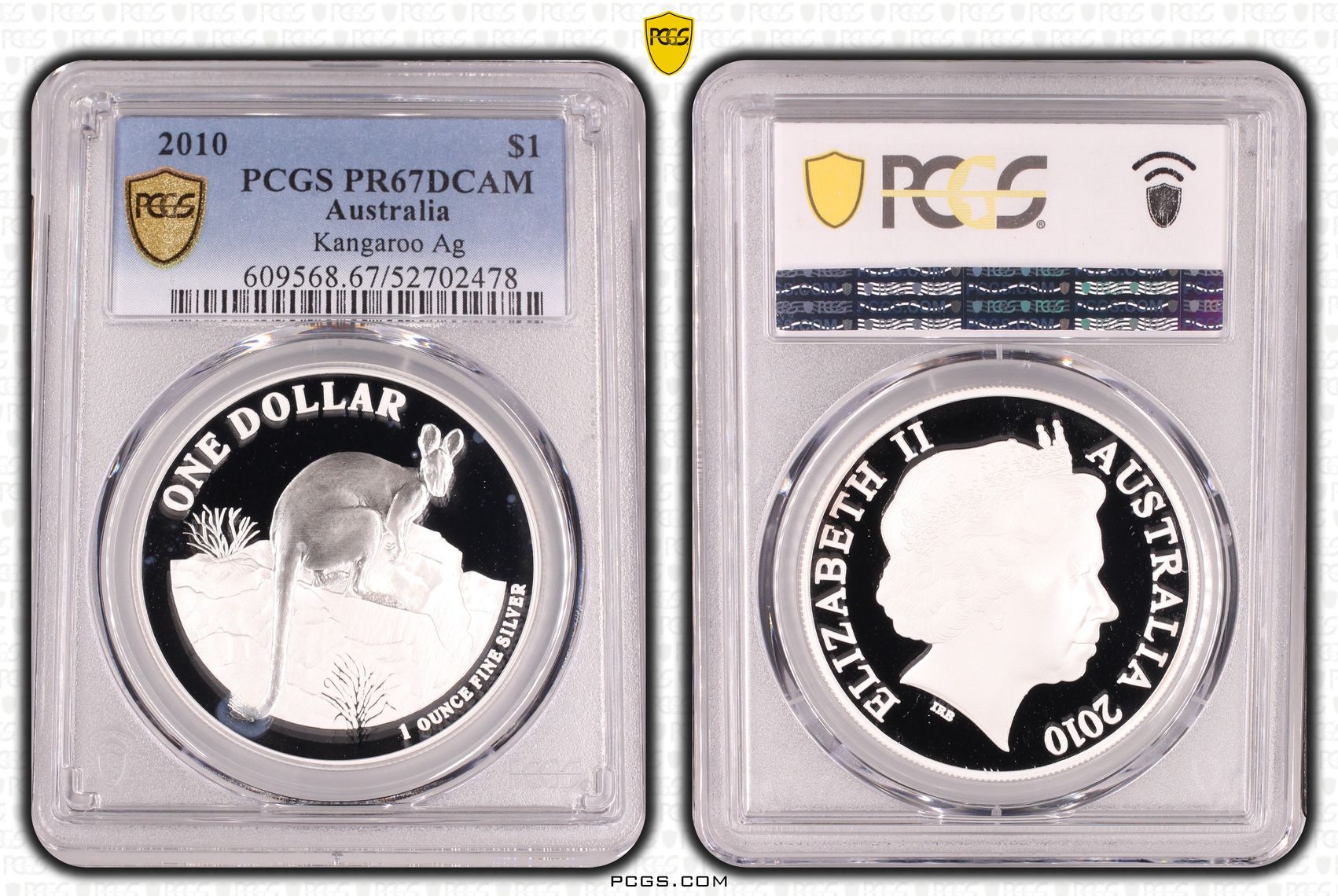 Kangaroo Ag, One Dollar, 2010, PCGS PR67DCAM