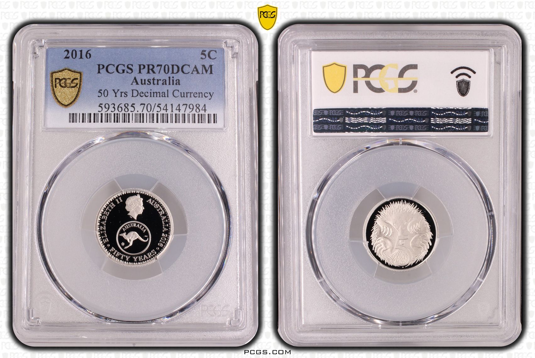 50 Yrs Decimal Currency, Five Cent, 2016, PCGS PR70DCAM