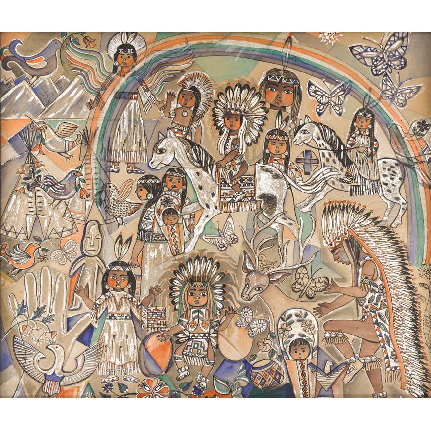 Helmi Juvonen ''Yakimas'' (Indians) 1951-52 Tempera