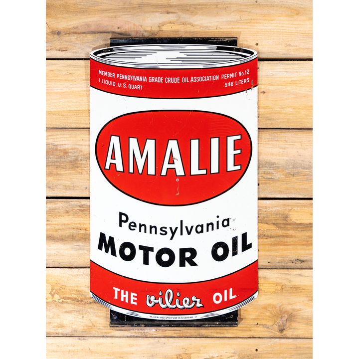 Amalie Racing & Motor Oil Double Sided Tin Diecut Metal Sign TAC 8