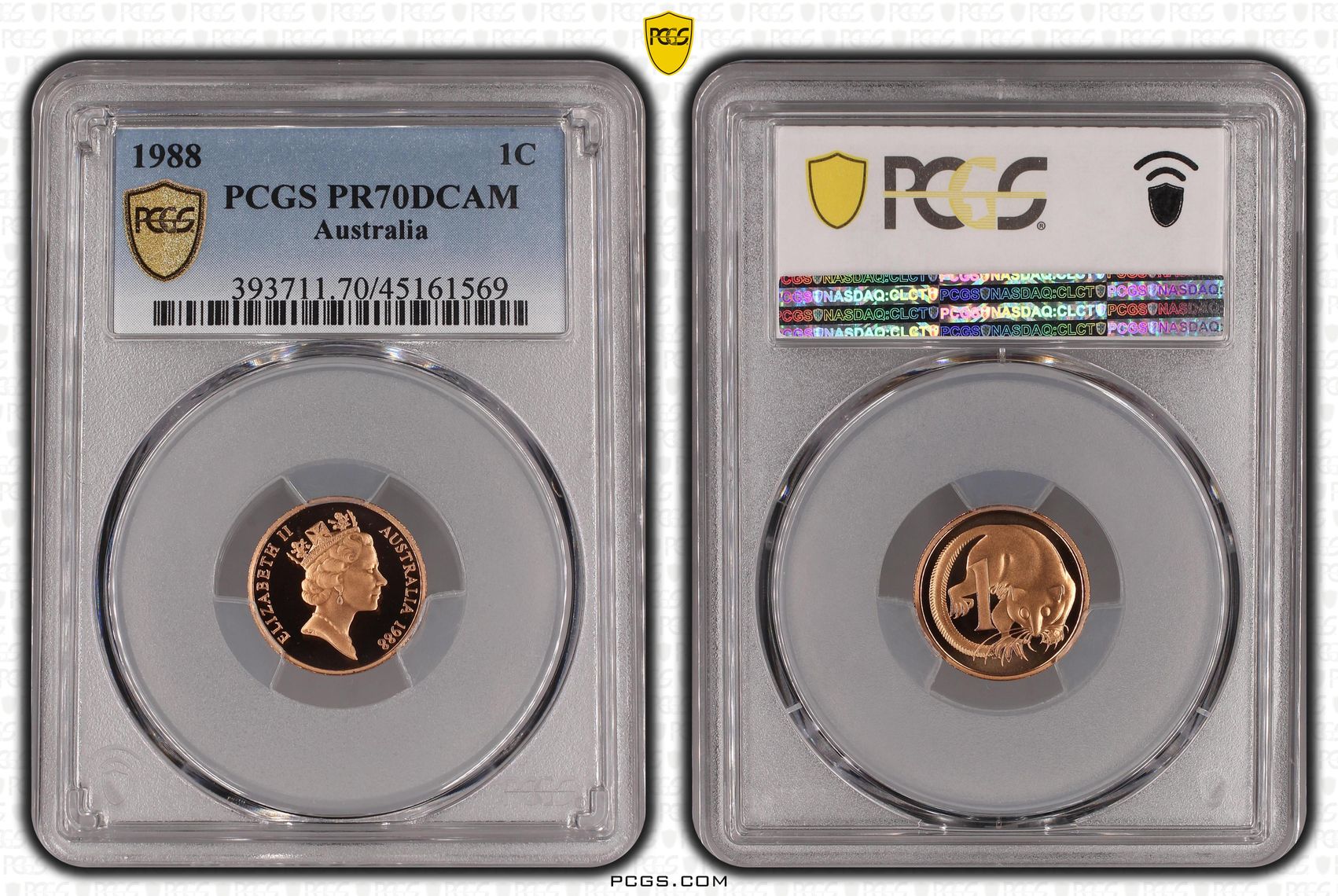 1988 Australian One Cent, 1c Proof PCGS - PR70DCAM POP 35/0 -569