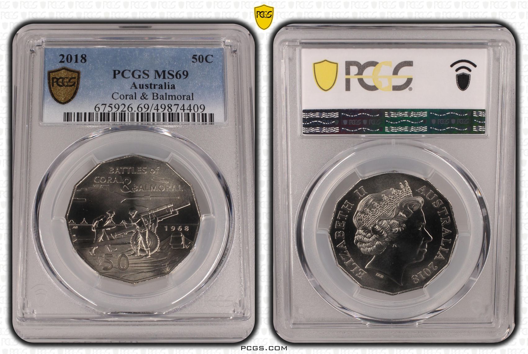 Coral & Balmoral , Fifty Cent, 2018, PCGS MS69