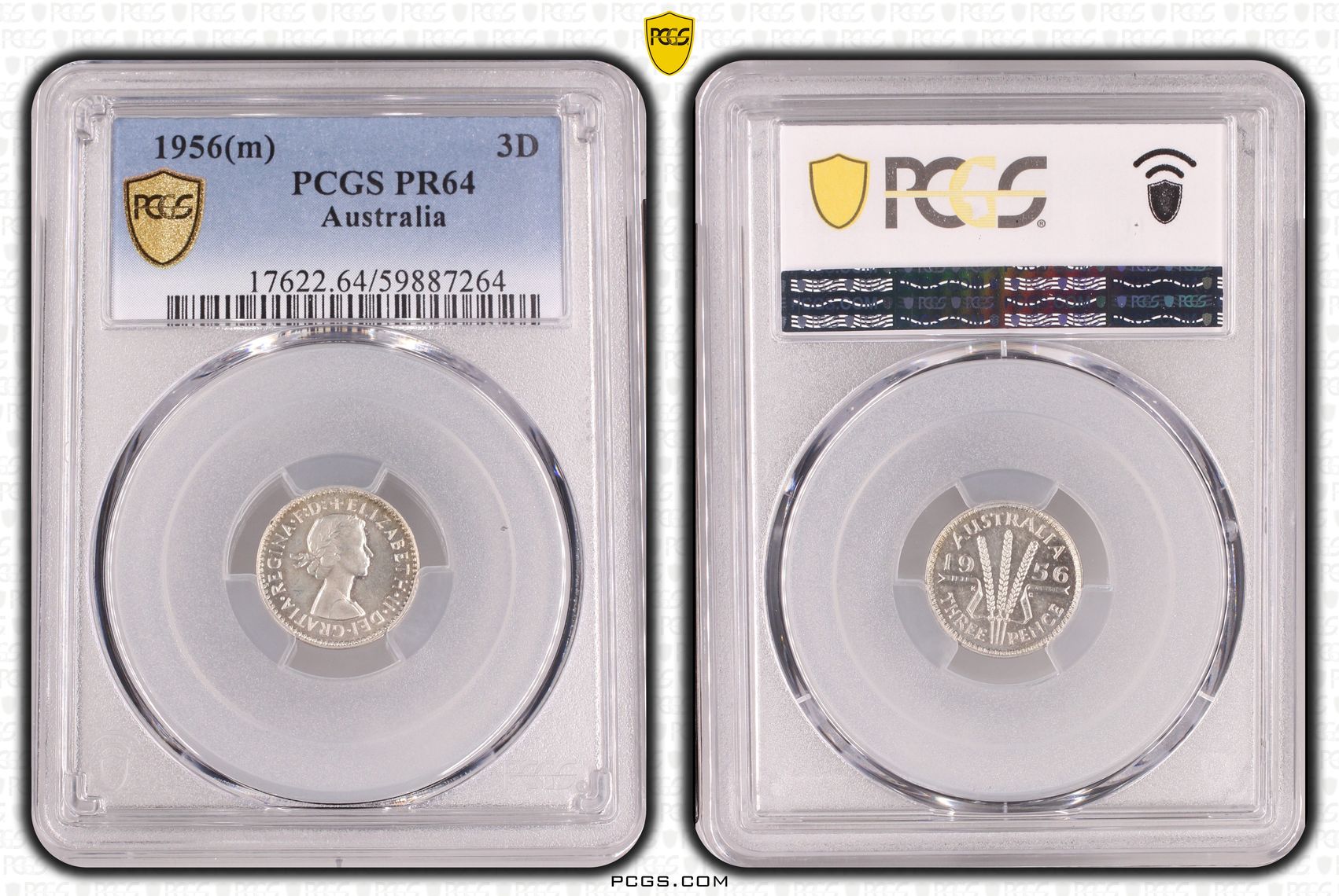 199 · Elizabeth II, Threepence, 1956(m), PCGS PR64
