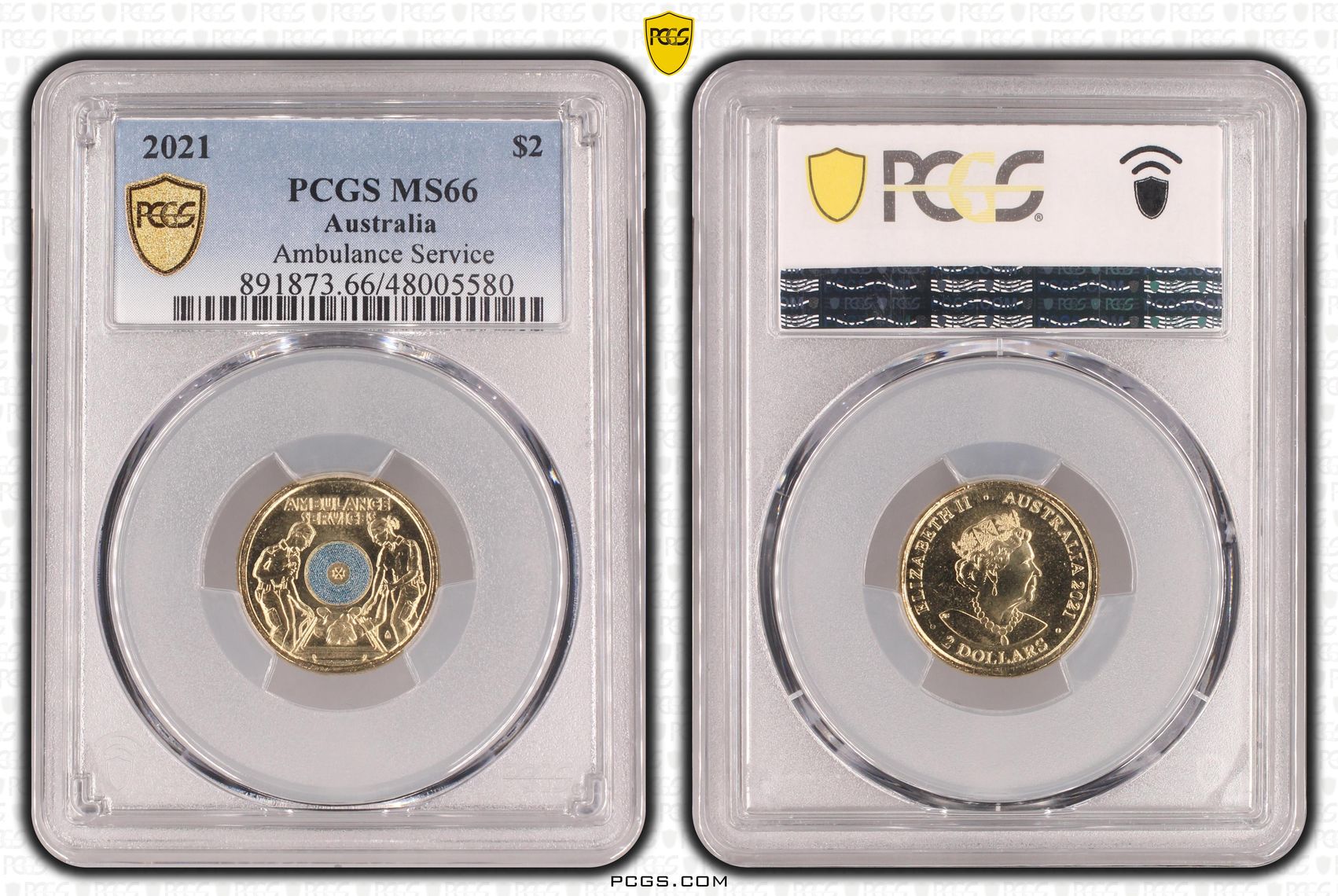 Elizabeth II, Ambulance Service - Colorized, Two Dollar, 2021, PCGS MS66