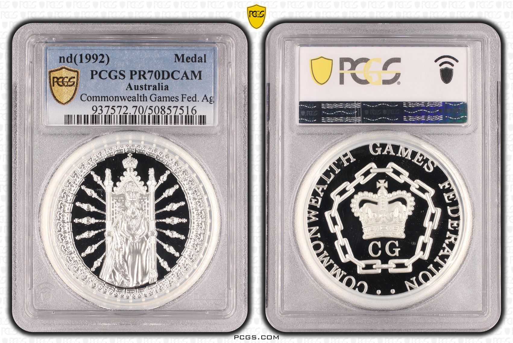 Commonwealth Games Fed. Ag POP 2/0, Medal, 1992, PCGS PR70DCAM