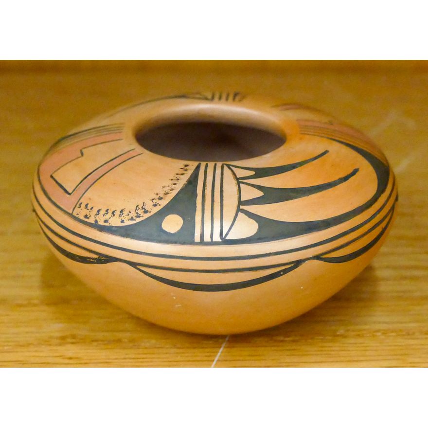 Jeanette Sahu Hopi Decorated Small Jar 4'' Diam.