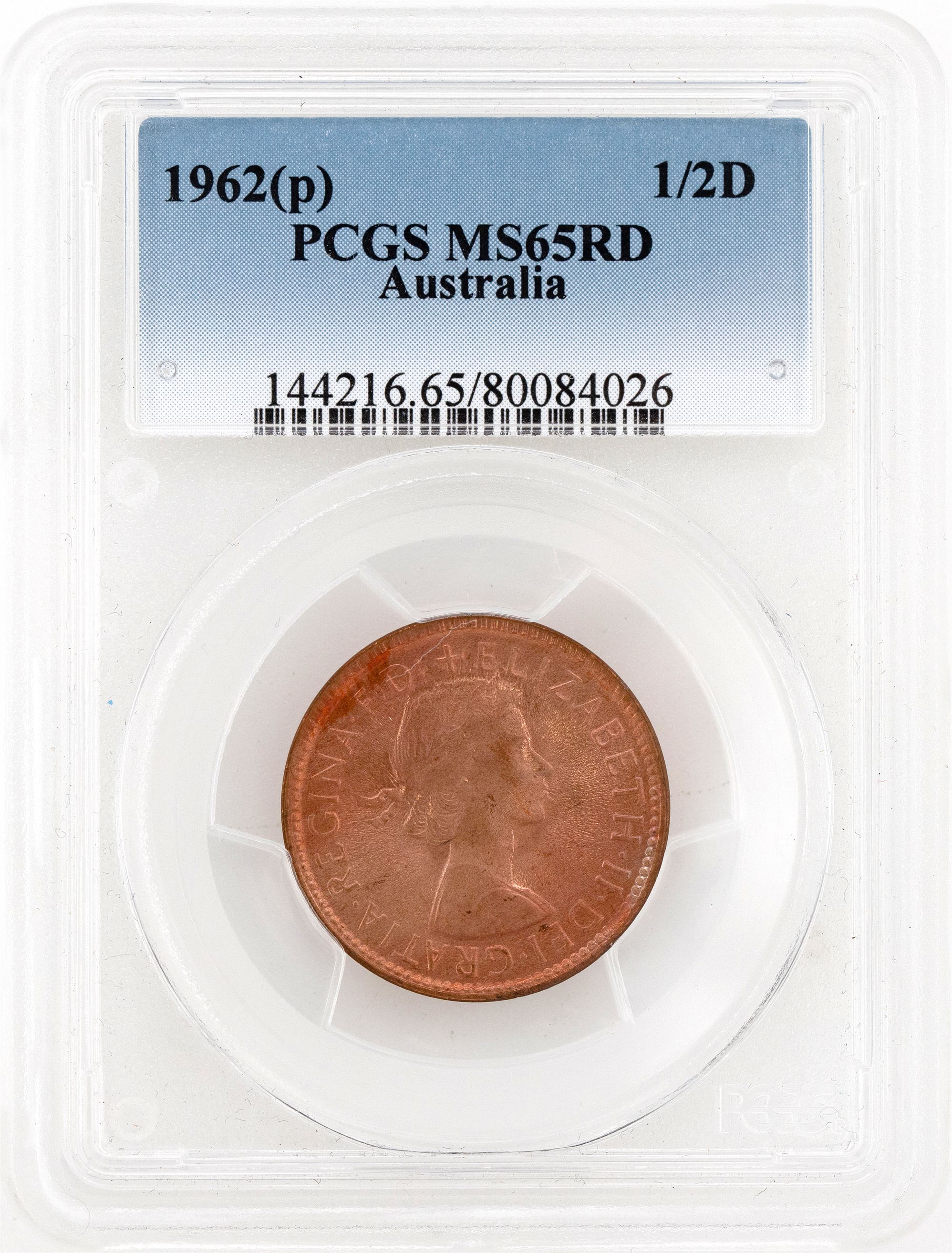 1962(p) Australia Half Penny PCGS - MS65RD -026