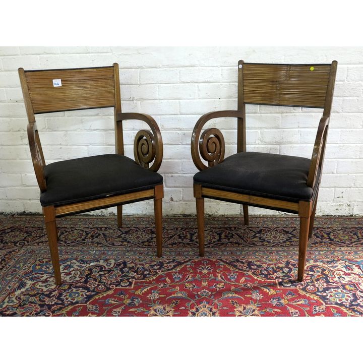 PAIR OF OPEN ARMCHAIRS