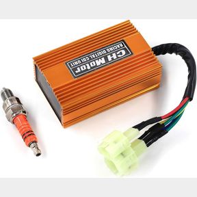 TRKIMAL UPGRADE RACING TUNING DC CDI BOX 6PIN + SPARK PLUG FOR GY6 125CC 150CC 250CC 4 STROKE 152QMI/157QMJ ENGINE, MOPED SCOOTER