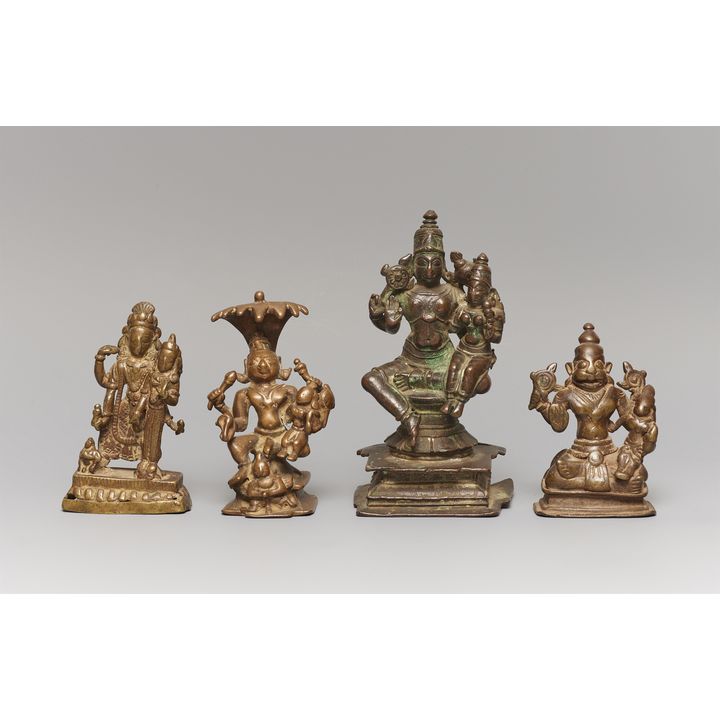 Four Indian copper alloy figures of Vishnu. Various regions. 17/19th century