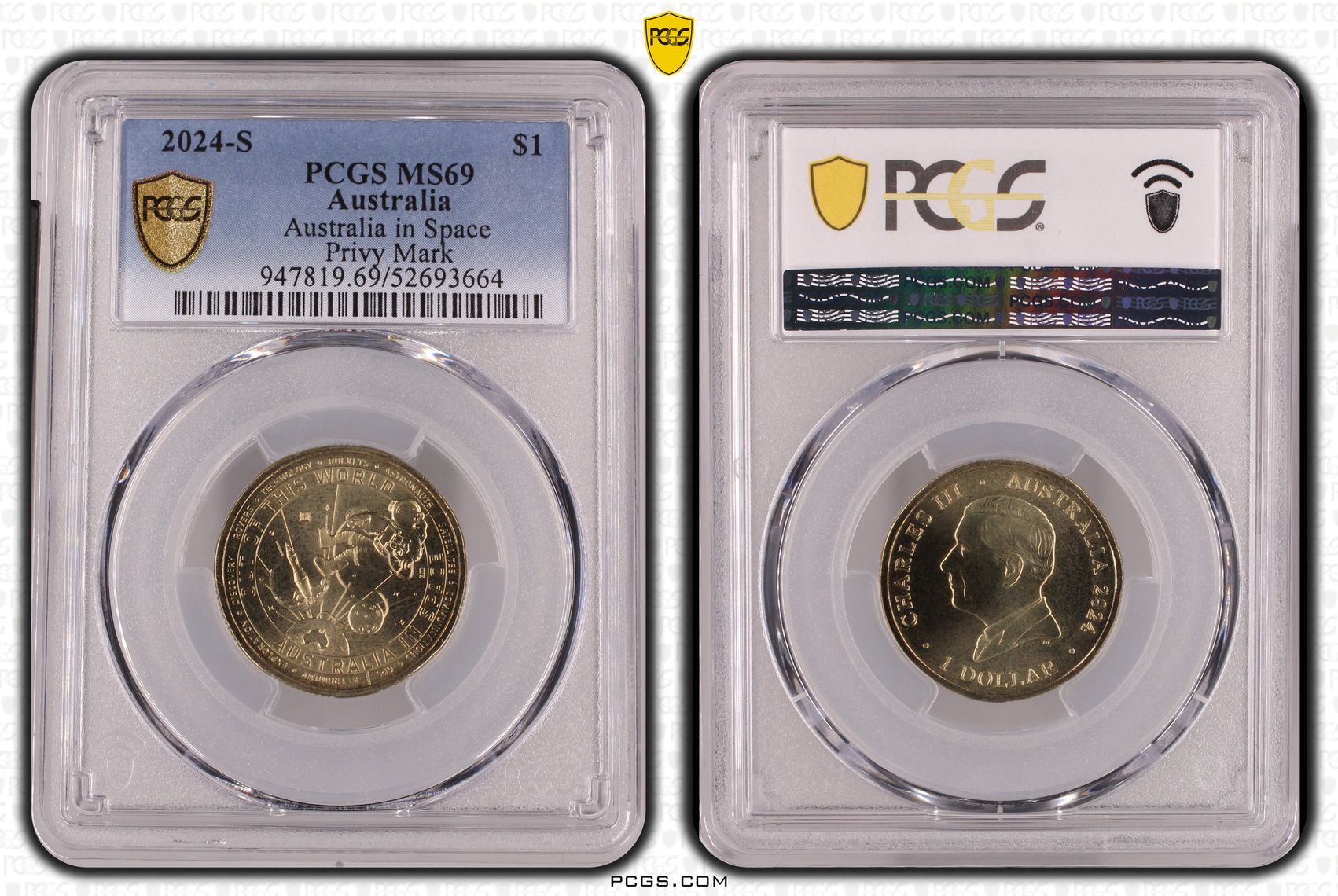 Australia in Space Privy Mark, POP 2/0, One Dollar, 2024-S, PCGS MS69