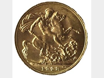 1928 King George V South Africa Mint Gold Sovereign.