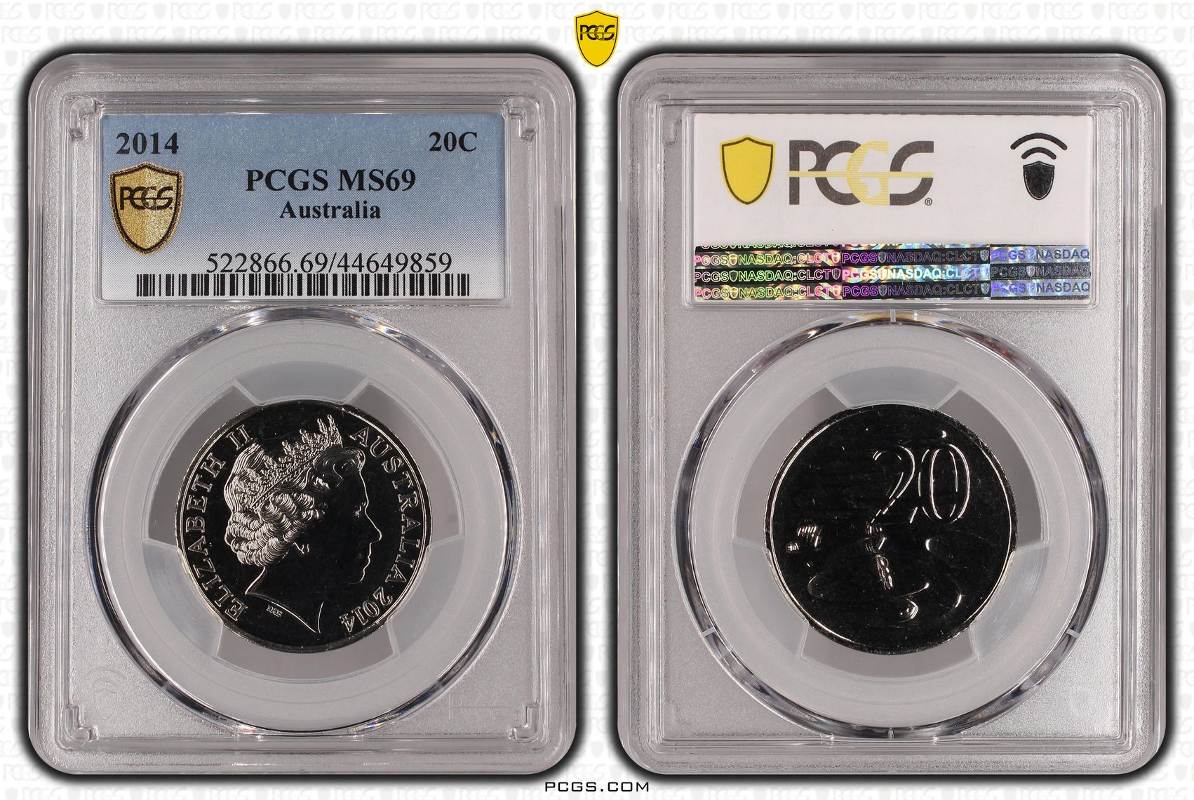 59 · 2014 Australia Twenty Cent, 20c PCGS - MS69 POP 5/0 -859