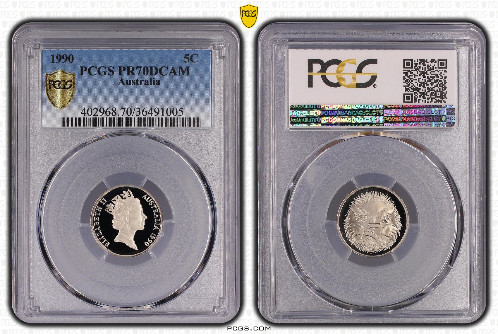 65 · 1990 Australia Five Cent, 5c PCGS - PR70DCAM POP 27/0 -005