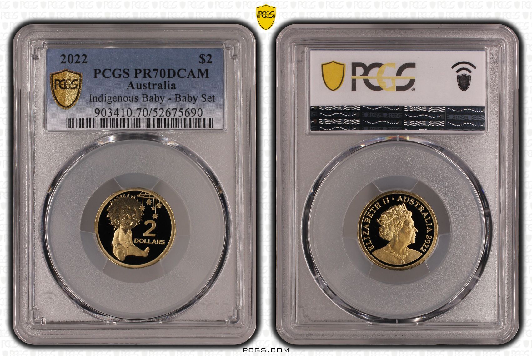 Indigenous Baby - Baby Set, Two Dollar, 2022, PCGS PR70DCAM