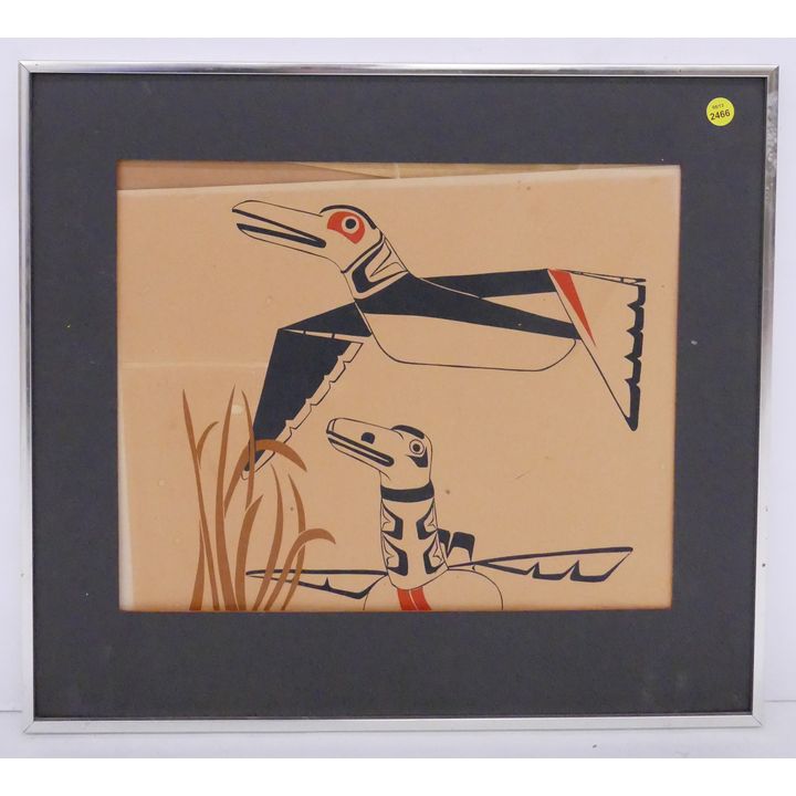 'King & I' Loons NW Coast Serigraph- 18x20'' framed without glass