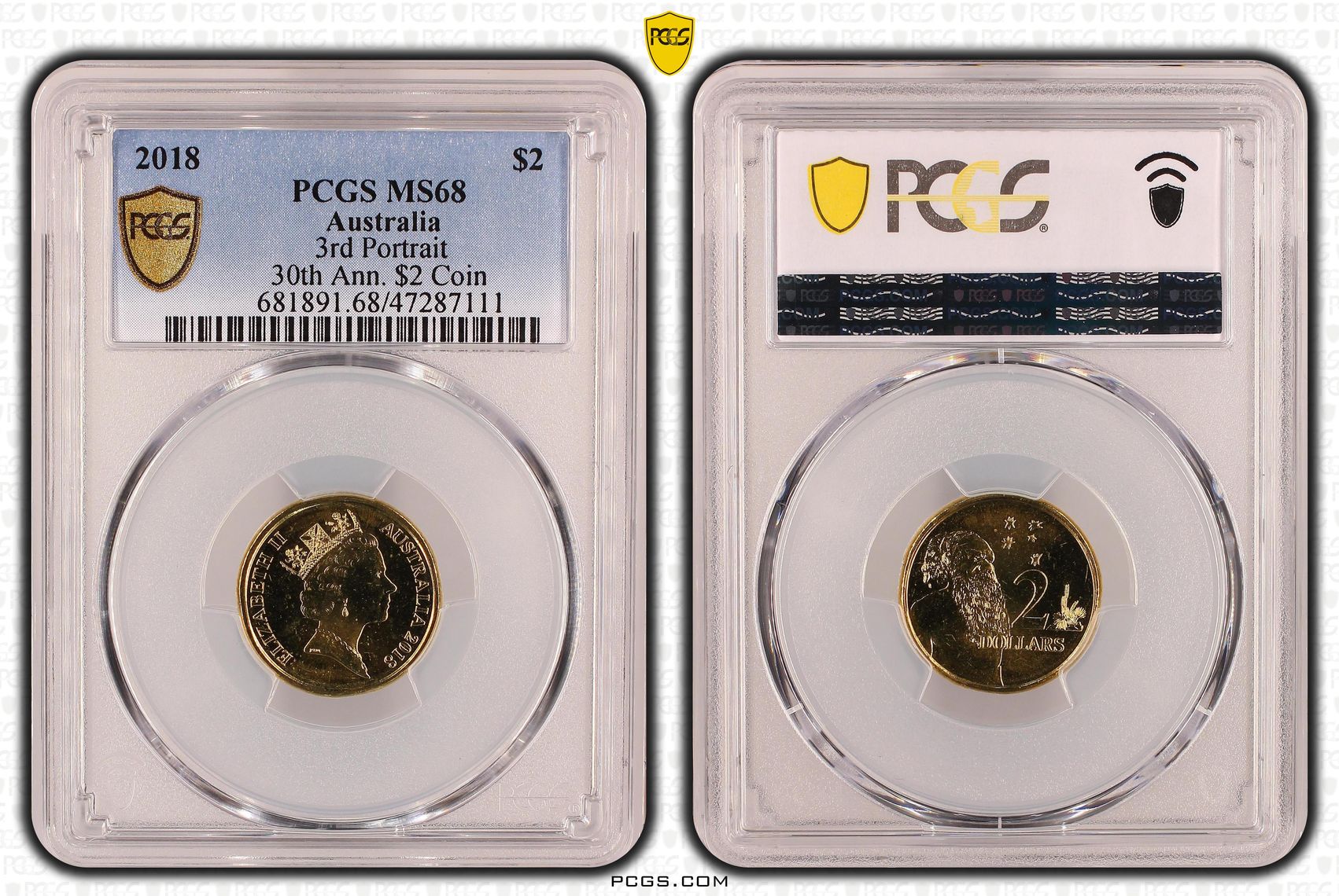453 · Elizabeth II, 3rd Portrait 30th Ann. $2 Coin, Two Dollar, 2018, PCGS MS68