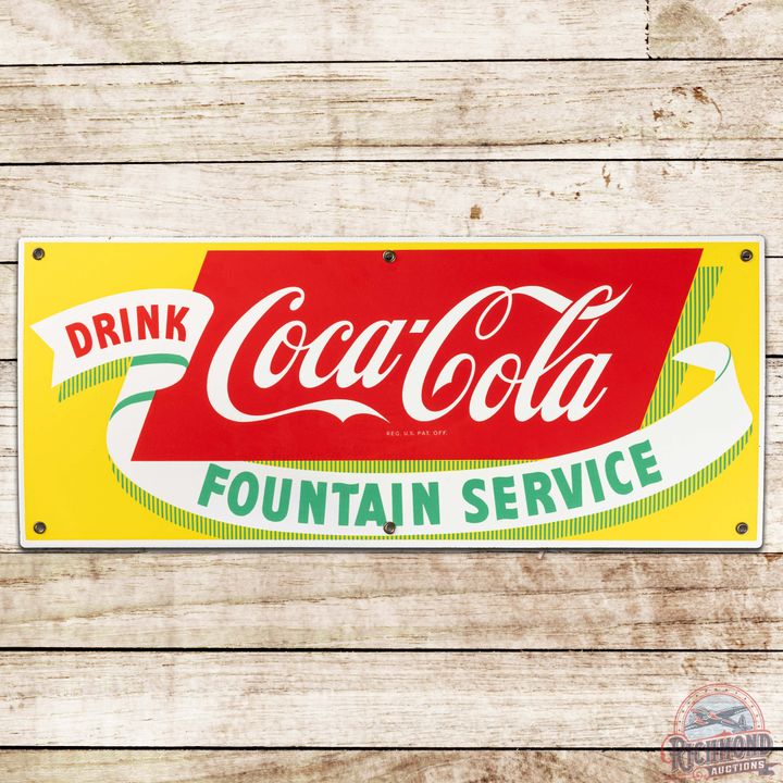 Drink Coca Cola Fountain Service SS Porcelain Sign